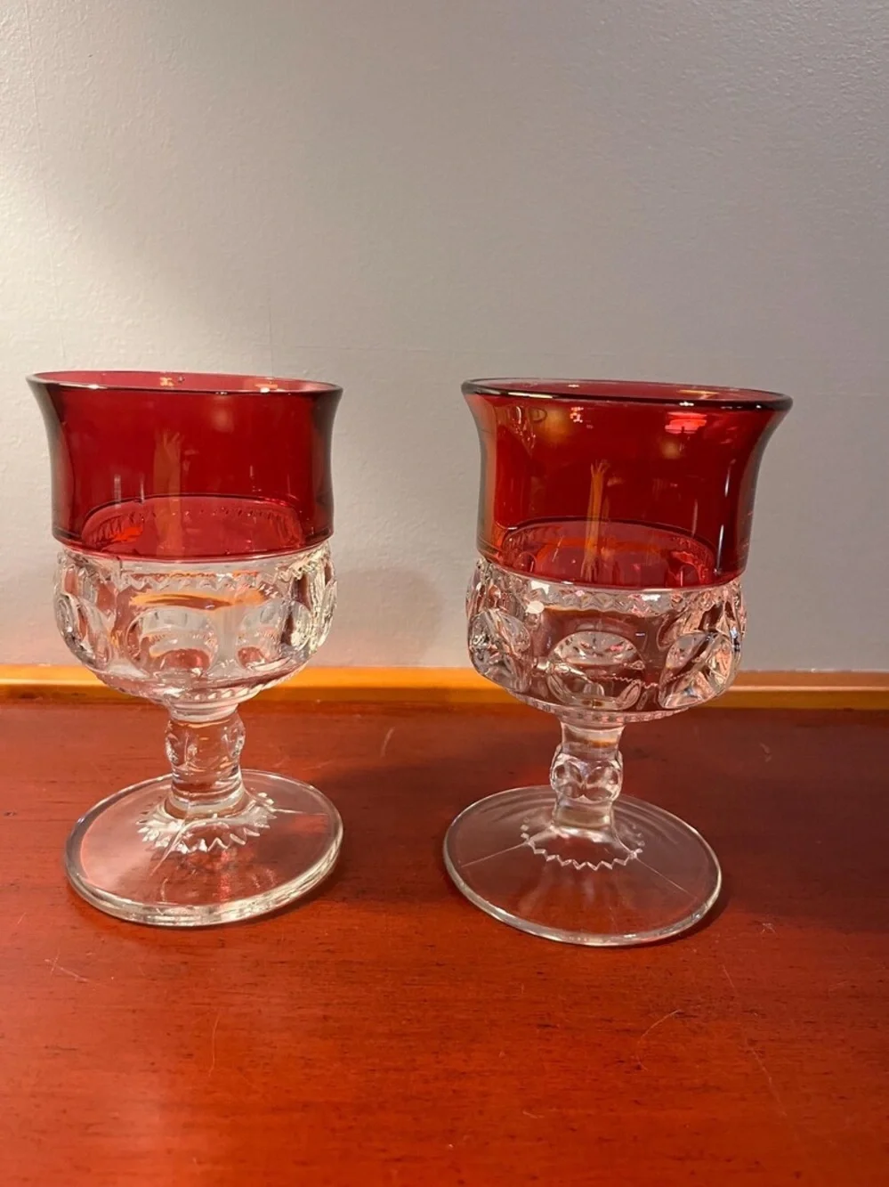 King’s Crown ruby-flash glassware sets